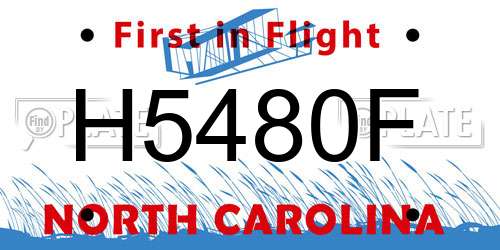 H5480F North Carolina License Plate