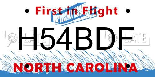 H54BDF North Carolina License Plate