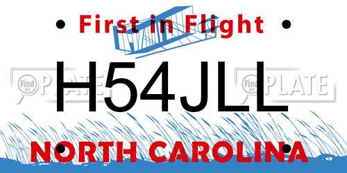 H54JLL North Carolina License Plate