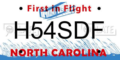 H54SDF North Carolina License Plate