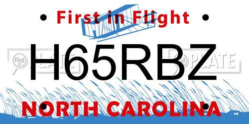 H65RBZ North Carolina License Plate