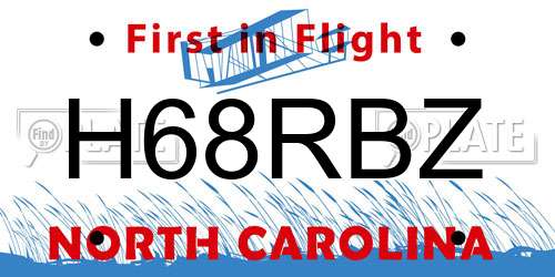 H68RBZ North Carolina License Plate
