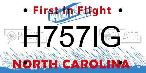 H757IG North Carolina License Plate