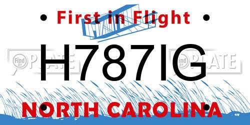 H787IG North Carolina License Plate