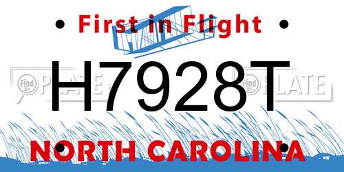 H7928T North Carolina License Plate
