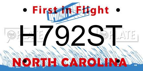 H792ST North Carolina License Plate