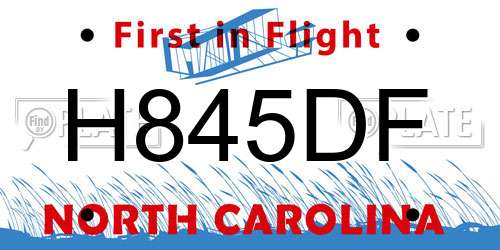 H845DF North Carolina License Plate