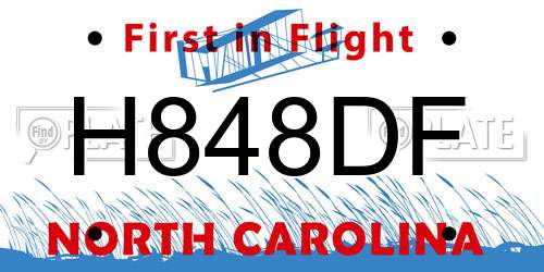 H848DF North Carolina License Plate
