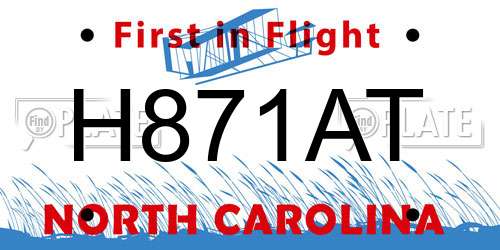 H871AT North Carolina License Plate