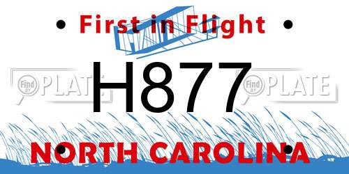 H877 North Carolina License Plate