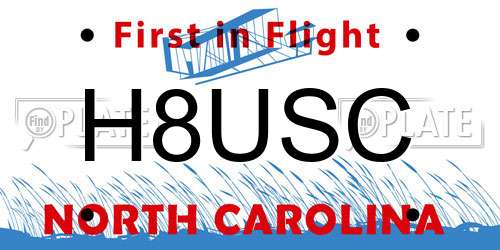 H8USC North Carolina License Plate