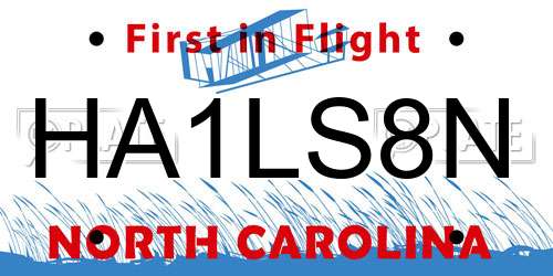 HA1LS8N North Carolina License Plate