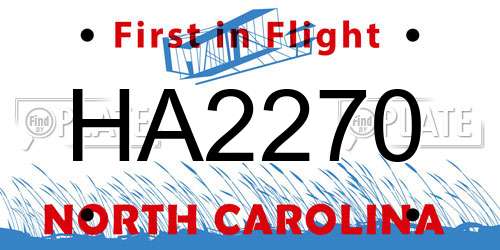 HA2270 North Carolina License Plate