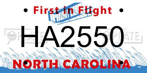 HA2550 North Carolina License Plate
