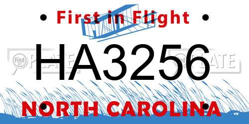 HA3256 North Carolina License Plate