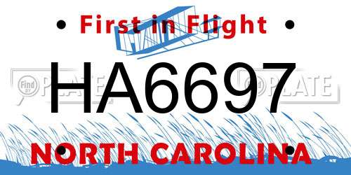 HA6697 North Carolina License Plate