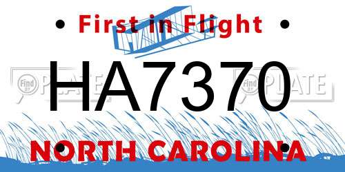 HA7370 North Carolina License Plate