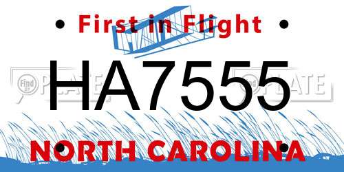 HA7555 North Carolina License Plate