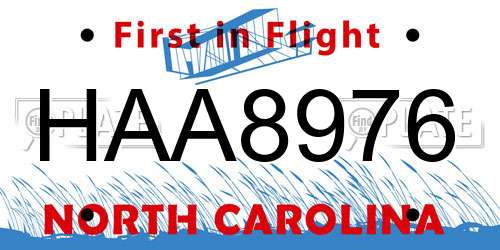 HAA8976 North Carolina License Plate