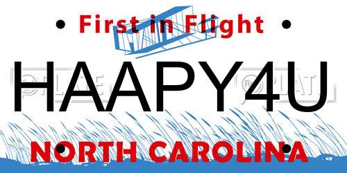 HAAPY4U North Carolina License Plate