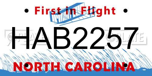HAB2257 North Carolina License Plate