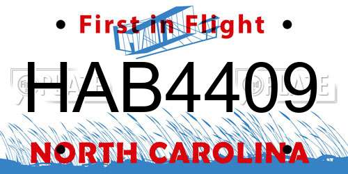 HAB4409 North Carolina License Plate