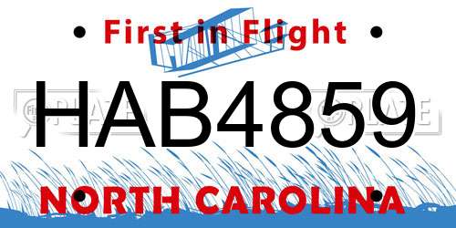 HAB4859 North Carolina License Plate
