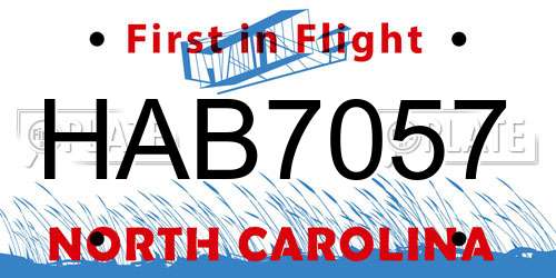 HAB7057 North Carolina License Plate