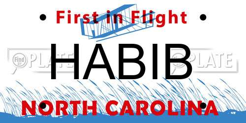 HABIB North Carolina License Plate