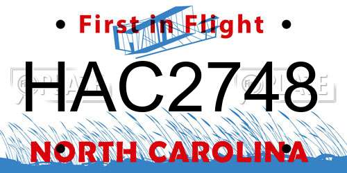 HAC2748 North Carolina License Plate