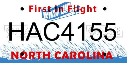 HAC4155 North Carolina License Plate