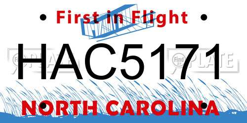 HAC5171 North Carolina License Plate