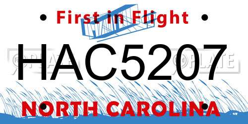 HAC5207 North Carolina License Plate