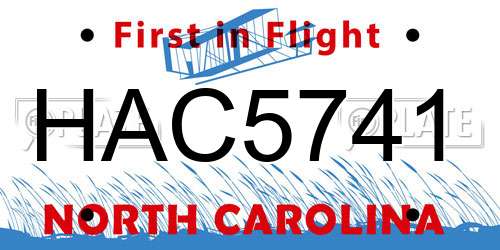 HAC5741 North Carolina License Plate