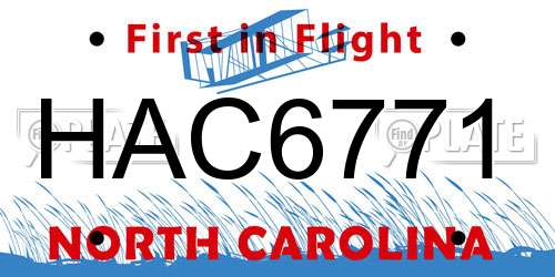 HAC6771 North Carolina License Plate