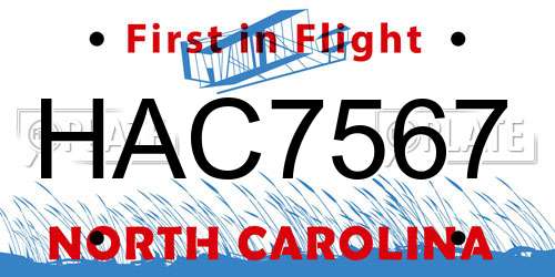 HAC7567 North Carolina License Plate