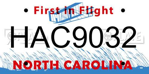 HAC9032 North Carolina License Plate