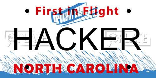 HACKER North Carolina License Plate