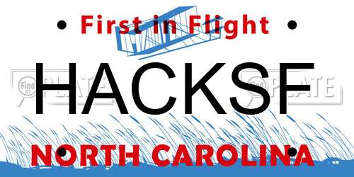 HACKSF North Carolina License Plate