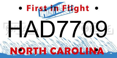 HAD7709 North Carolina License Plate