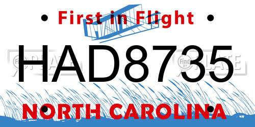HAD8735 North Carolina License Plate