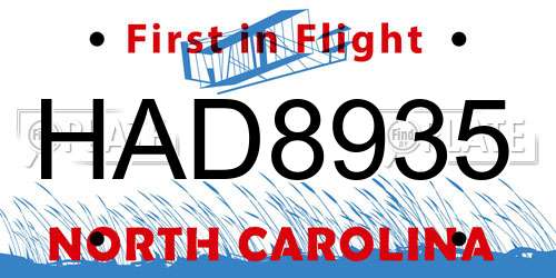 HAD8935 North Carolina License Plate