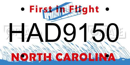HAD9150 North Carolina License Plate