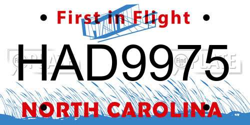 HAD9975 North Carolina License Plate