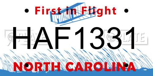 HAF1331 North Carolina License Plate