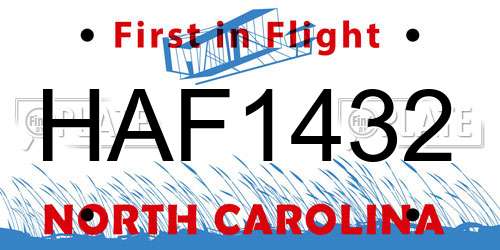 HAF1432 North Carolina License Plate