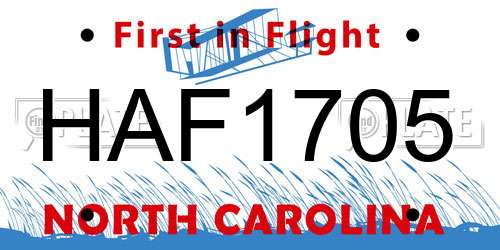 HAF1705 North Carolina License Plate