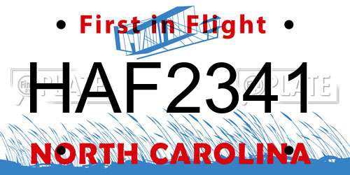 HAF2341 North Carolina License Plate
