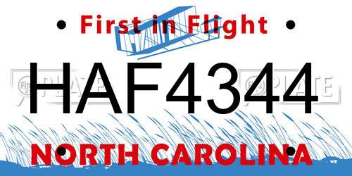 HAF4344 North Carolina License Plate