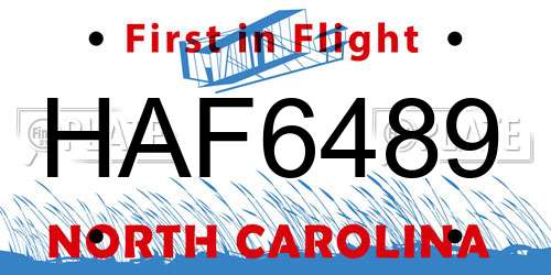 HAF6489 North Carolina License Plate